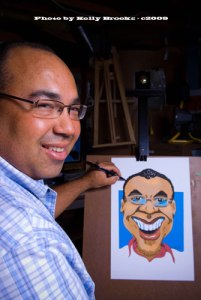 Bruce with caricature
