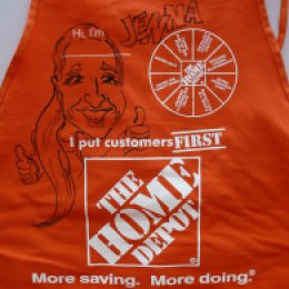 Home Depot Apron Caricatured