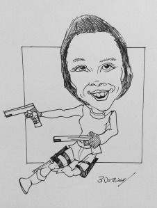 Karen as Lara Croft Caricature