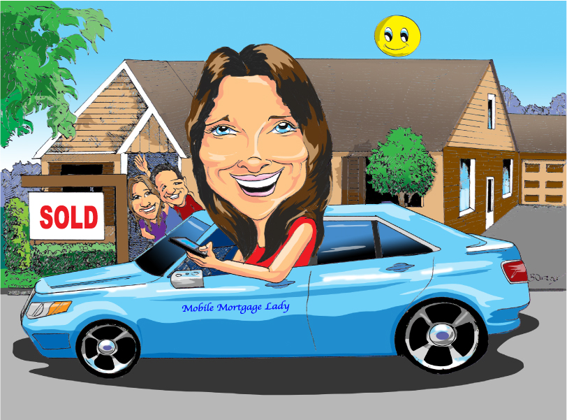 Mobile Mortgage Lady caricature