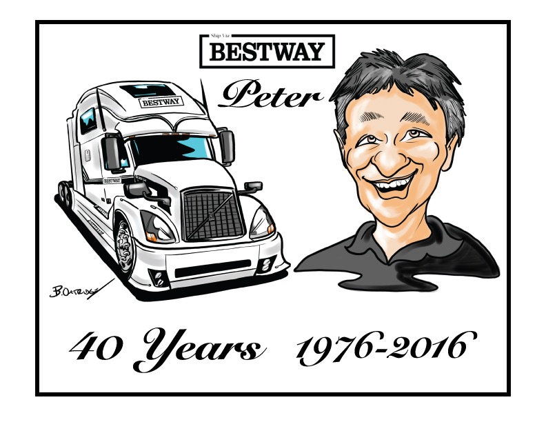 Truck gift caricature by Bruce Outridge