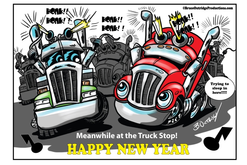 Truck stop party cartoon