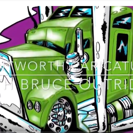 green kenworth vehicle caricature